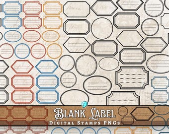 Blank Label Digi Stamps PNG bundle | digital | overlay | distressed | junk journal | scrapbook | ephemera | vintage | ink saver | post