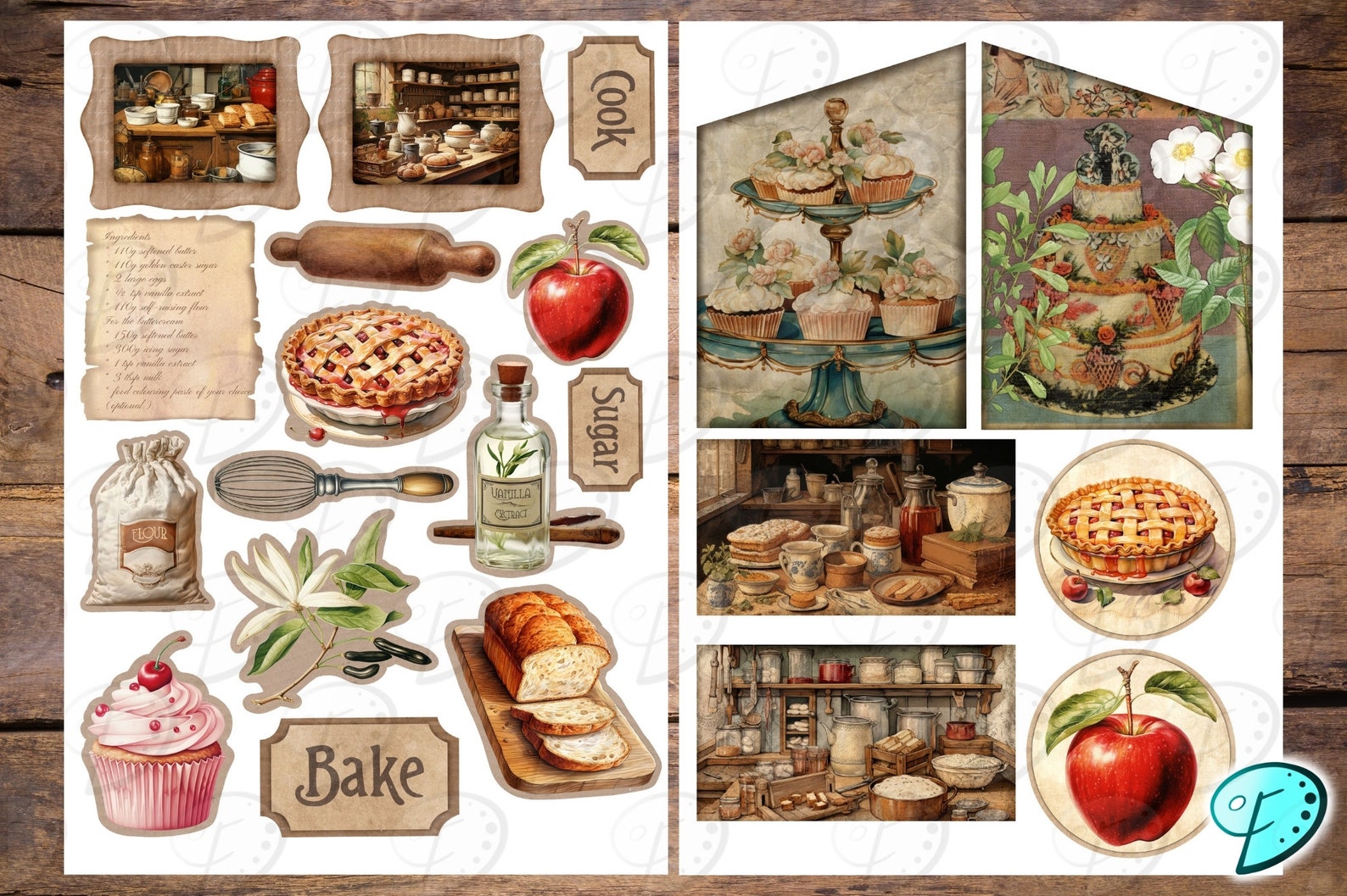 Baking Junk Journal Kit | Ephemera | Antique | Vintage | Scrapbook ...