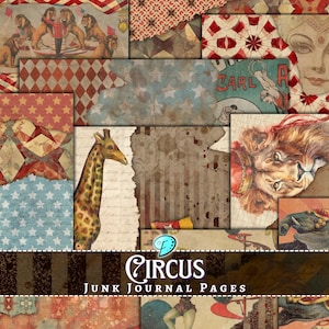 Circus Journal Pages | vintage | ephemera | digital paper | scrapbook | printable | Carnival | Lion | Junk Journal | card making | fun fair
