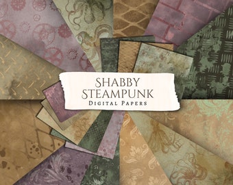 Shabby Steampunk Digital Paper: Scrapbook Paper, Printable Paper, Vintage Paper, Vintage Background, Ephemera, Junk Journal, Card Making