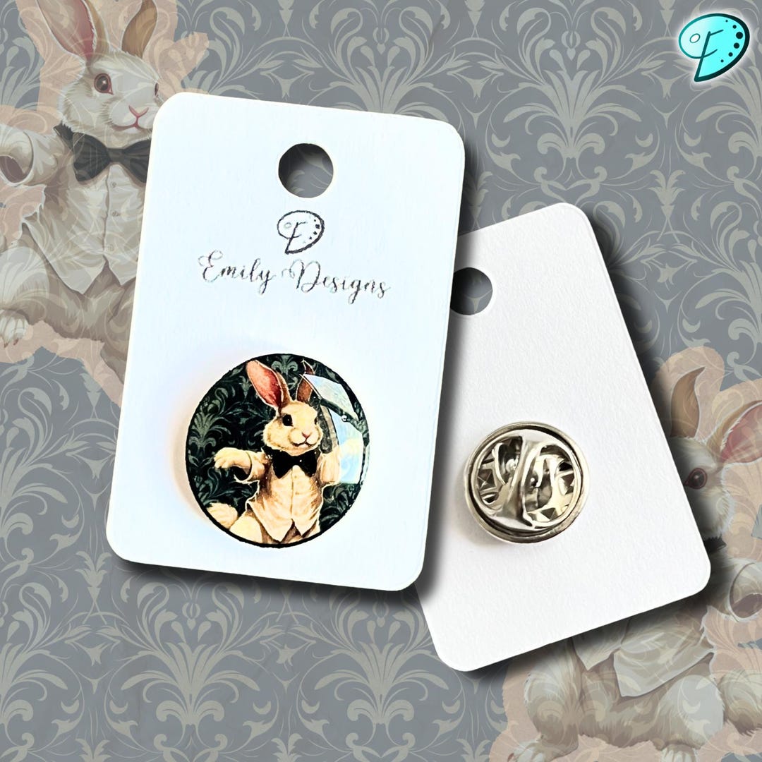 White Rabbit Pin / Stainless Steel / Hypoallergenic / British Woodland ...