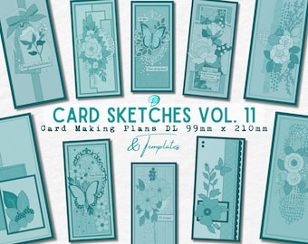 Card Sketches Vol. 11 DL UK | 99mm x 210mm | card maker | handmade cards | scrapbook | junk journal | scrapbooking | template | tall