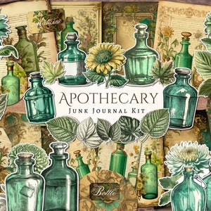 Apothecary Junk Journal Kit / vintage / effimeri / taglio pignolo / clipart / carta digitale / scrapbook / digitale / stampabile / pagine di diario