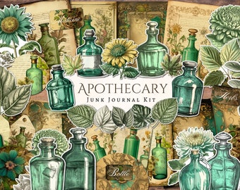 Apothecary Junk Journal Kit | vintage | ephemera | fussy cut | clipart | digital paper | scrapbook | digital | printable | journal pages