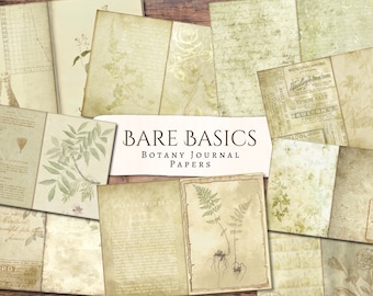 Bare Basics Botany Journal Papers / Antiguo / Envejecido / Diario basura / Álbum de recortes / Fabricación de tarjetas / Papel / Imprimible / Efímera / Digital