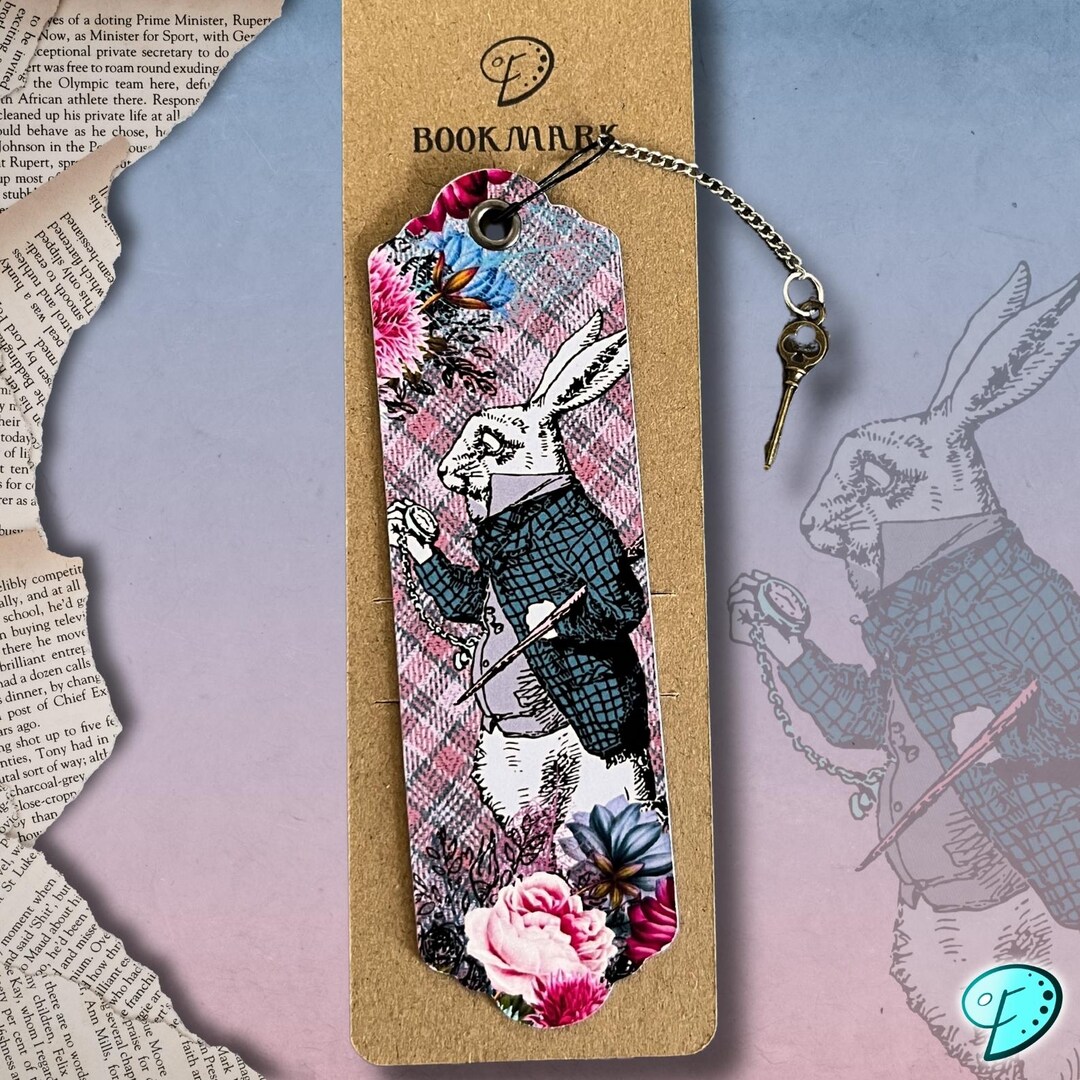 Alice in Wonderland White Rabbit Late Card Bookmark | Handmade | Book ...