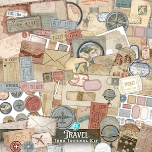 Reise Junk Journal Kit | Sammelalbum | digitales Papier | Ausdruckbar | maskulin | Kartengestaltung | Reise | Karte | Journal Seiten | Jahrgang | Reise