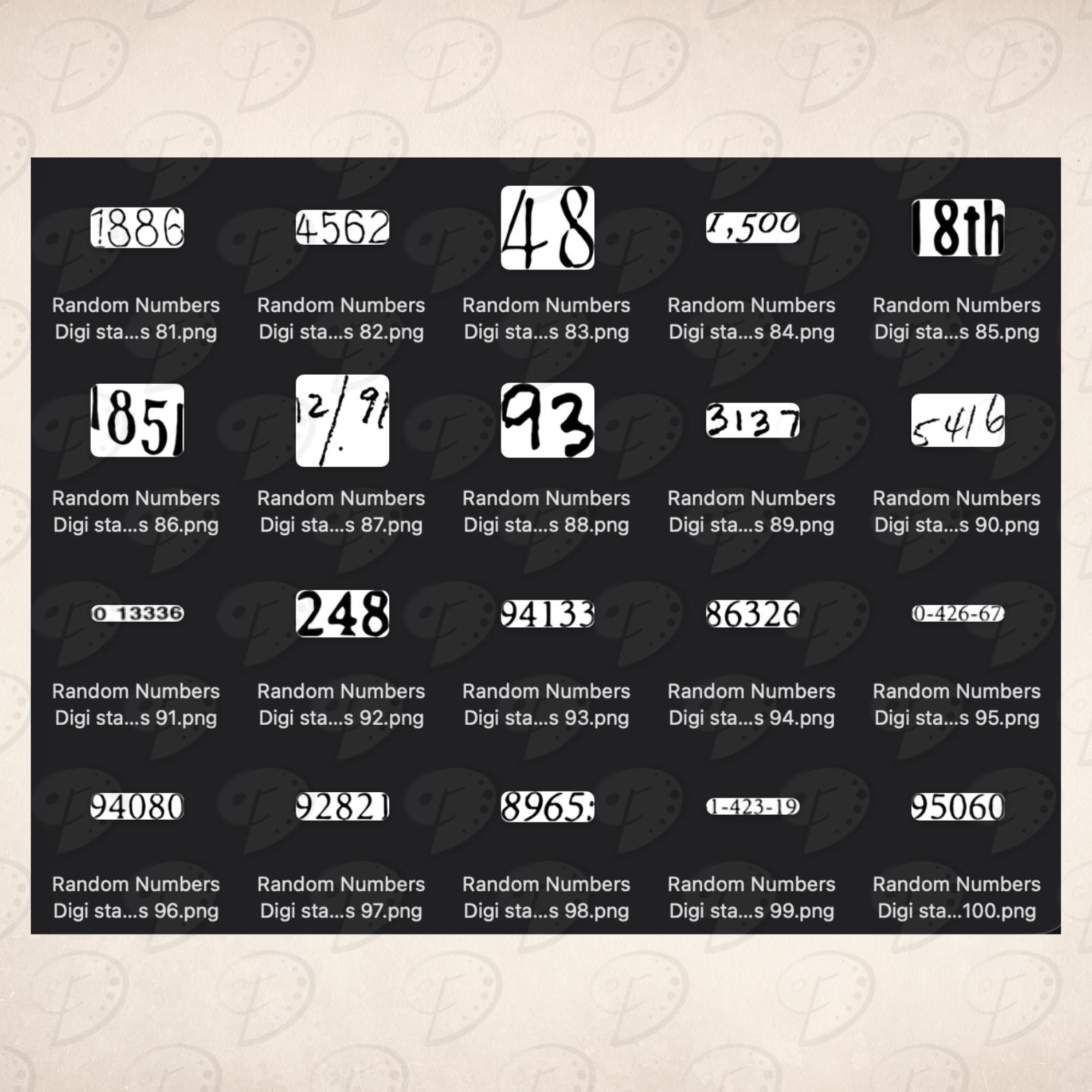 Random 100 Digit Number Random Numbers 100 Digital Stamps PNG Bundle | Overlay | Distressed ...