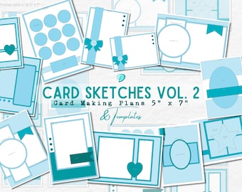 Bocetos para hacer tarjetas, vol. 2 / 13 x 18 cm / creador de tarjetas / tarjetas hechas a mano / álbum de recortes / diario basura / scrapbooking / PDF / diseño / plantilla