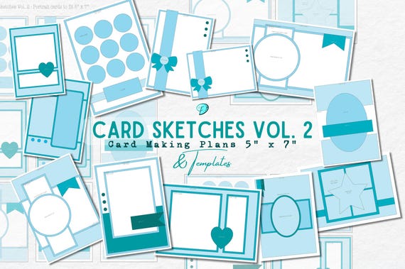 Card Making Sketches Vol. 2 | 5" x 7" | card maker | handmade cards | scrapbook | junk journal | scrapbooking | PDF | layout | template