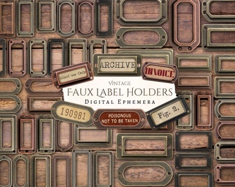 Vintage Faux Label Holders Digital Ephemera / diario basura / álbum de recortes / antigüedad / gabinete / Cricut / adorno / fabricación de tarjetas / marco