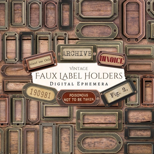 Vintage Faux Label Holders Digital Ephemera | junk journal | scrapbook | antique | cabinet | Cricut | embellishment | card making | frame