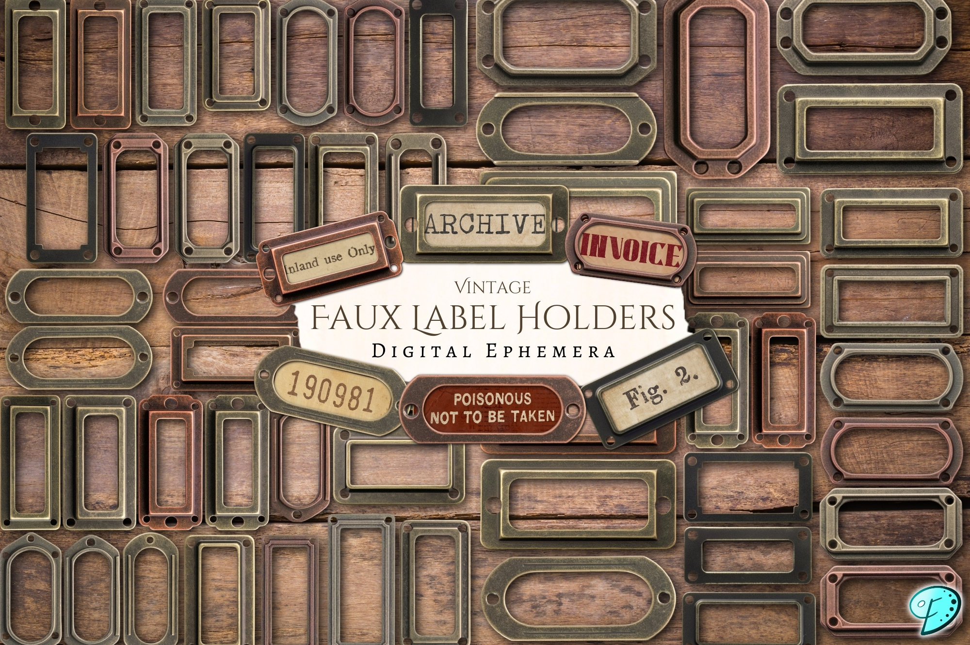 Vintage Faux Label Holders Digital Ephemera | junk journal | scrapbook | antique | cabinet | Cricut | embellishment | card making | frame