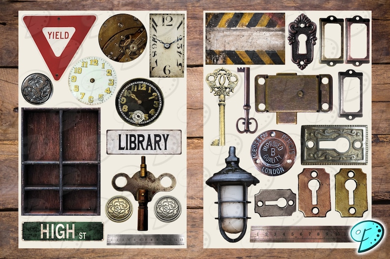Fundstücke Vol. 1 druckbare Ephemera | digital | Junk Journal | Sammelalbum | antik | Schlüsselloch | Cricut | Verzierung | Kartenherstellung Bild 2