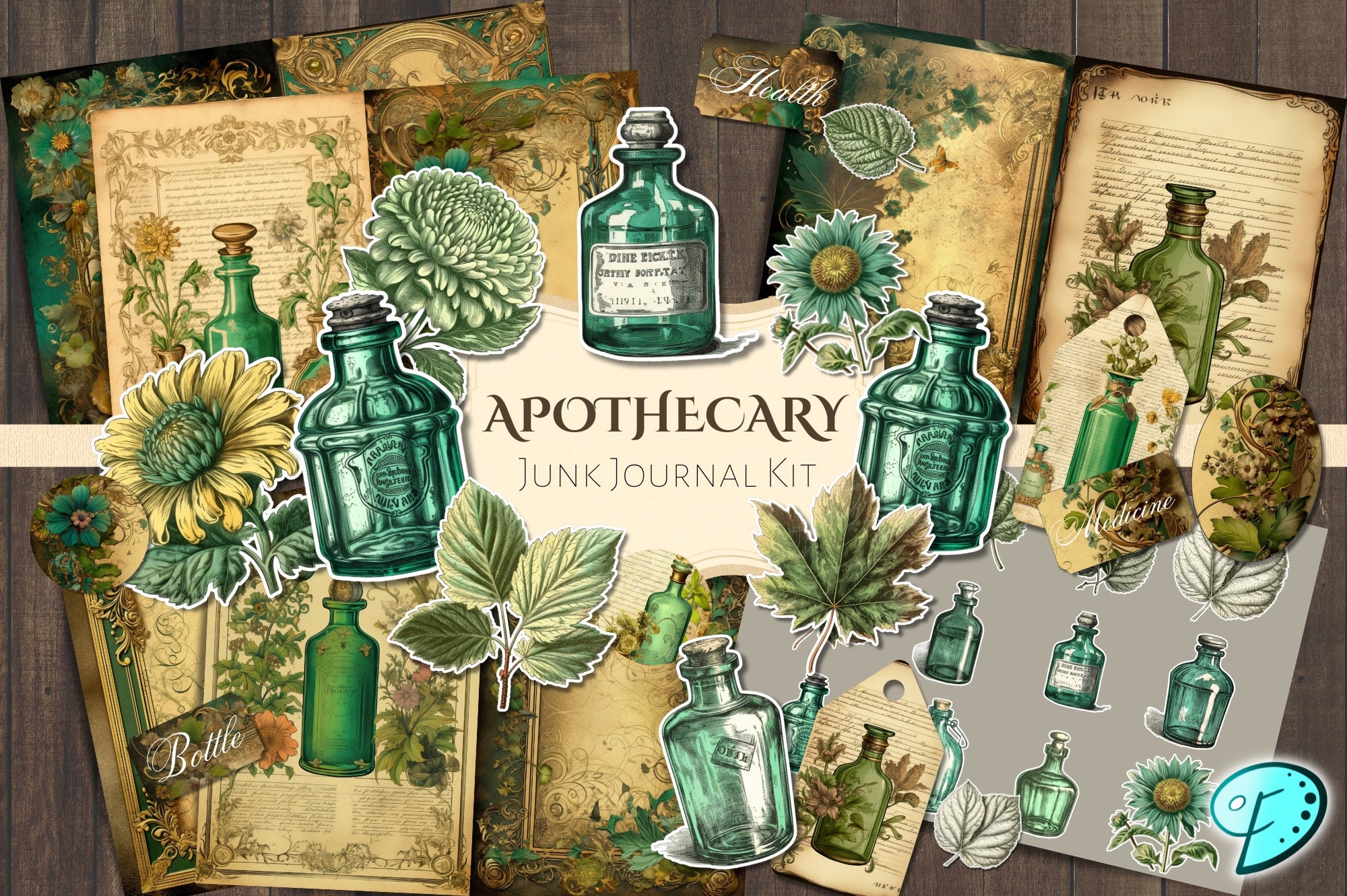 Junk Journal Kit, Apothecary, Nature, Herbal, Healing, Cottagecore,  Science, Steampunk, Shabby, My Porch Prints, Digital Download, Printable 