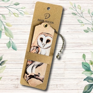 Marcapáginas con forma de búho de bosque británico / Hecho a mano / Naturaleza / Floral / Hongo / Flores / Vintage / Efímera / Diario basura / Árbol / Hada