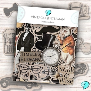 Pacchetto di effimere Vintage Gentleman / diario spazzatura / album / creazione di biglietti / decorazioni / fustelle / abbellimenti / uomo / steampunk / padre