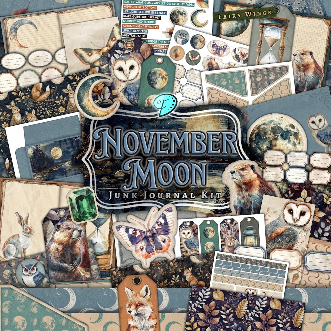 November Moon Junk Journal Kit | Vintage | Scrapbook | Printable ...