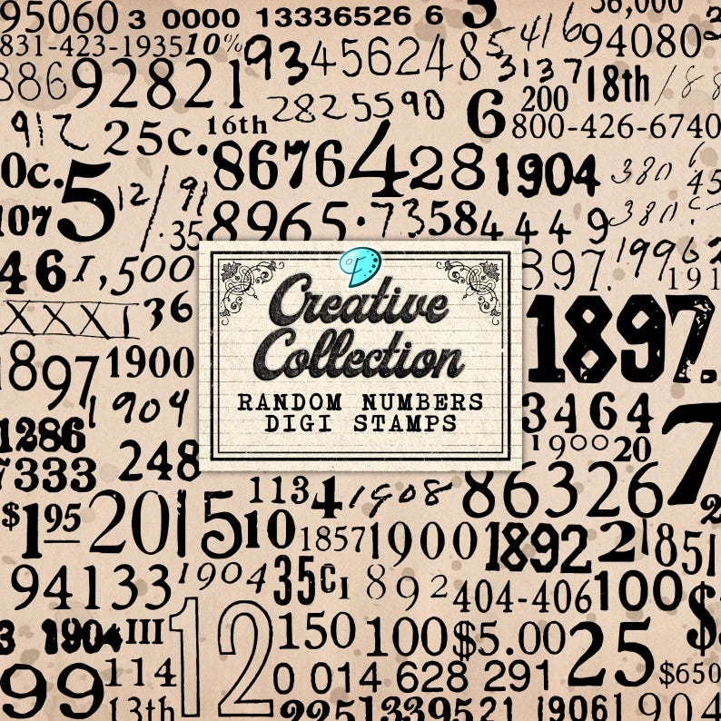 Random 100 Digit Number Random Numbers 100 Digital Stamps PNG Bundle | Overlay | Distressed ...