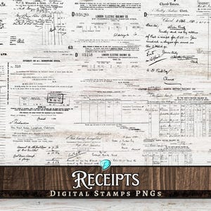 Pacchetto di timbri digitali di ricevute / digitale / sovrapposizione / usurato / giornale spazzatura / album / effimero / vintage / denaro / antico / vecchio