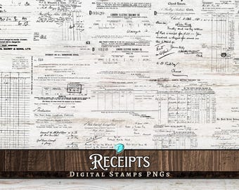Receipts Digi Stamps bundle | digital | overlay | distressed | junk journal | scrapbook | ephemera | vintage | Money | antique | old