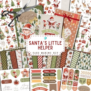 Santa's Little Helper Kartenherstellungs-Kit | Junk Journal | Sammelalbum | Musterpapier | Weihnachten | Ausdruckbar | niedlich | Festlich | Elfe | Baum
