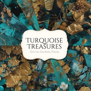 Turquoise Treasures Junk Journal Pages | ephemera | antique | vintage | scrapbook | digital paper | journal page | printable | Card Making