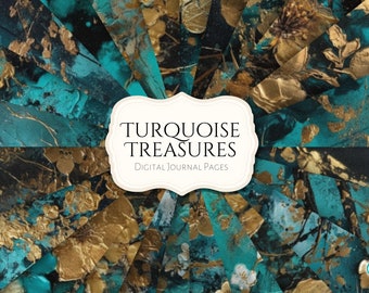 Turquoise Treasures Junk Journal Pages | ephemera | antique | vintage | scrapbook | digital paper | journal page | printable | Card Making