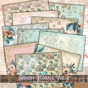 Shabby Florals Vol. 2 Journal Papers | Antigo | Envelhecido | Junk Journal | Scrapbook | Criação de cartões | Papel | Imprimível | Ephemera | Digital