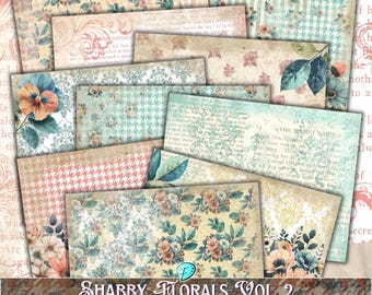 Shabby Florals Vol. 2 Journal Papers | Antique | Aged | Junk Journal | Scrapbook | Card Making | Paper | Printable | Ephemera | Digital