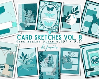 Card Making Sketches Vol. 8 | US | card maker | handmade cards | scrapbook | junk journal | scrapbooking | 4.25" x 5.5" | template