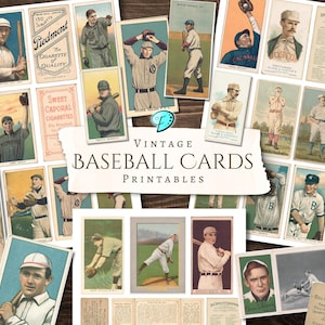 Carte da baseball vintage stampabili / digitale / effimero / diario spazzatura / album / invecchiato / vecchio / antico / stampabile / stampa / anni '900 / sport