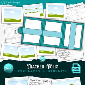Tracker Folio Vorlage | Junk Journal | Sammelalbum | Ephemera | Druckbar | Farbsparer | Kartengestaltung | CANVA Rahmen | Auflage | Gesundheit | Gewohnheit