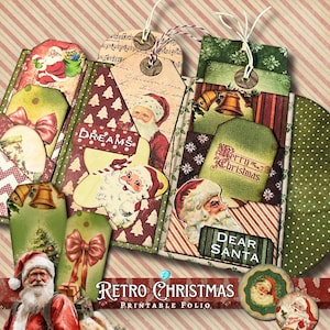 Kit imprimible de folio navideño retro / vintage / álbum de recortes / digital / diario / fabricación de tarjetas / Navidad / festivo / tutorial / Papá Noel