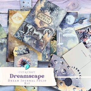 Cut & Craft Dreamscape Dream Journal Folio Kit / vintage / effimeri / scrapbook / digitale / stampabile / celeste / stella / luna / astrologia
