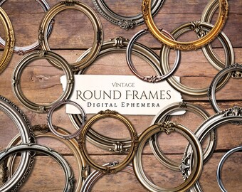 Round Digital Frames | vintage | ephemera | fussy cut | clipart | digital paper | scrapbook | digital | printable | PNG | embellishment