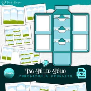 Tag gefüllt Folio Vorlage | Junk Journal | Sammelalbum | Ephemera | Druckbar | Farbsparer | Kartengestaltung | CANVA Rahmen | Auflage | Stichworte