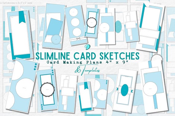 Slimline Card Sketches | 4" x 9" | card maker | handmade cards | scrapbook | junk journal | scrapbooking | PDF | layout | template | thin