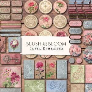 Blush & Bloom Label Ephemera Printables | Antique | Aged | Printable | Junk Journal | Scrapbook | Card Making | labels | tickets | circles