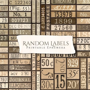 Random Labels Printable Ephemera | Antique | Aged | Vintage | Junk Journal | Scrapbook | Card Making | label | tickets | cinema | tags