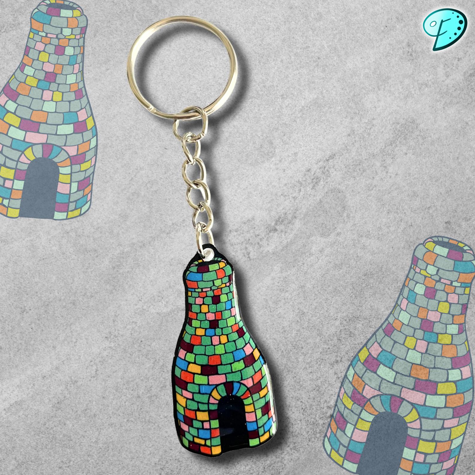 Bottle kiln keyring / stainless steel / hypoallergenic / Stoke-on-Trent / STOKIE BADGE / potters / stoke / Hanley / the potteries / pot bank