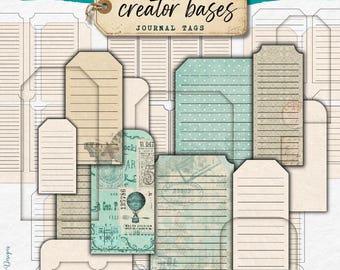 Creator Bases Journal Tags | overlay | distressed | junk journal | scrapbook | ephemera | vintage | distress | PNG | blank | tag