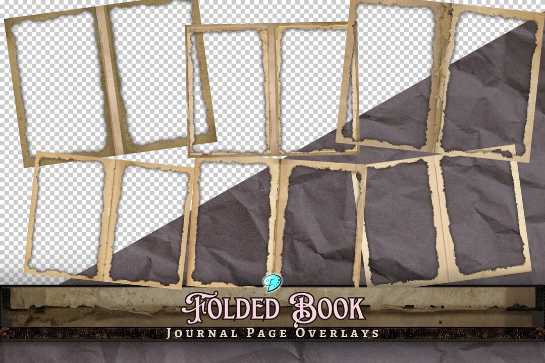 Folded Book Journal Page Template Overlays | Background | Junk Journal ...