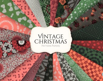 Vintage Christmas Pattern Papers | digital | ephemera | junk journal | scrapbook | background | antique | Nutcracker | Xmas | Festive