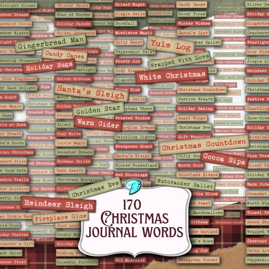 170 Christmas Journal Words Printable Sheets | Scrapbook | Card Making ...