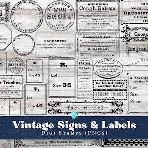 Znaki i etykiety Digi Stamps PNG pakiet | cyfrowy | nakładka | zniszczony | dziennik śmieci | album ze zdjęciami | efemeryda | vintage | wydruk | Vintage