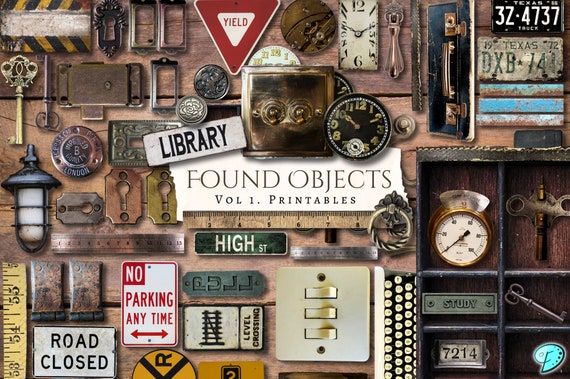 Found Objects Vol. 1 printable Ephemera | digital | junk journal | scrapbook | antique | keyhole | Cricut | embellishment | card making