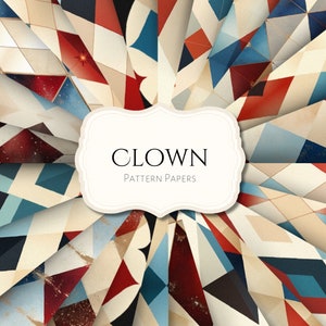 Papeles de patrón de payaso / digital / efímera / vintage / álbum de recortes / papel digital / página de diario / imprimible / fabricación de tarjetas / diario basura
