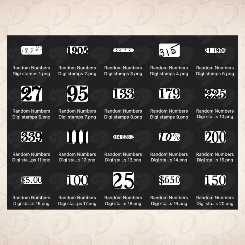 Random 100 Digit Number Random Numbers 100 Digital Stamps PNG Bundle | Overlay | Distressed ...