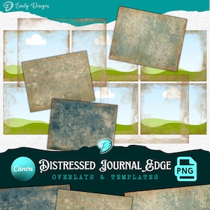 Superpositions et modèles de bords de journal en détresse | arrière-plan | journal indésirable | album de découpures | PNG | Cadre en toile | millésime | imprimable | page
